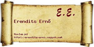 Erendits Ernő névjegykártya